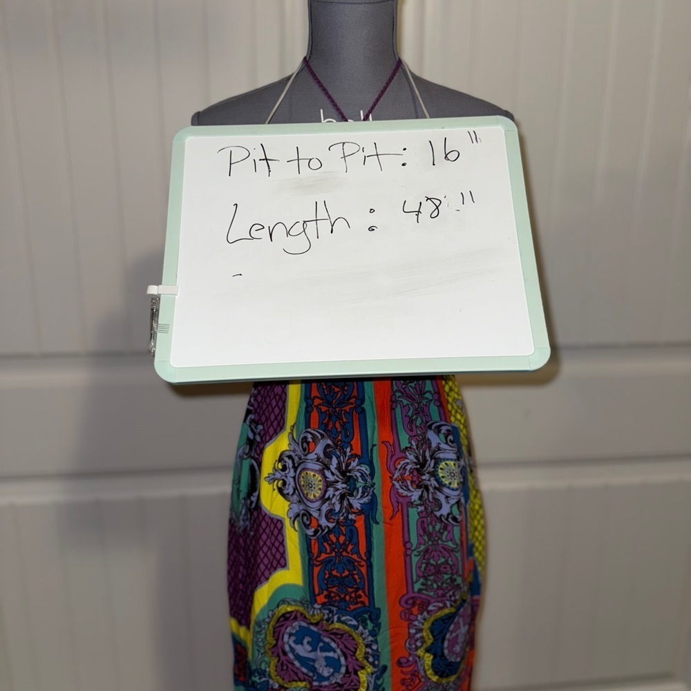 💰Flying Tomato Halter Dress Y2K Multicolor Aztec Rayon Lightweight Size M - Picture 6 of 6